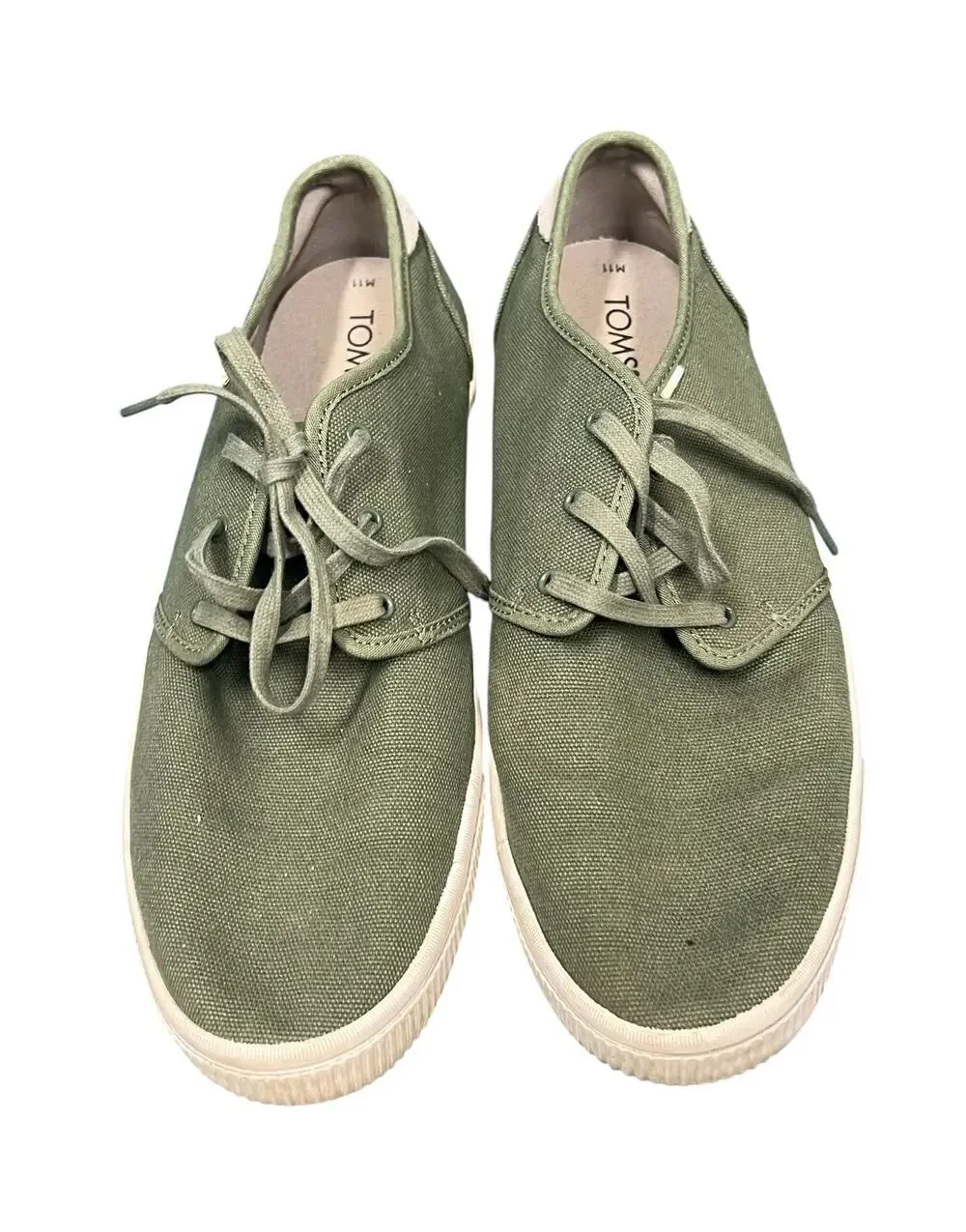 TOMS men’s olive green canvas dress sneakers sz 11M